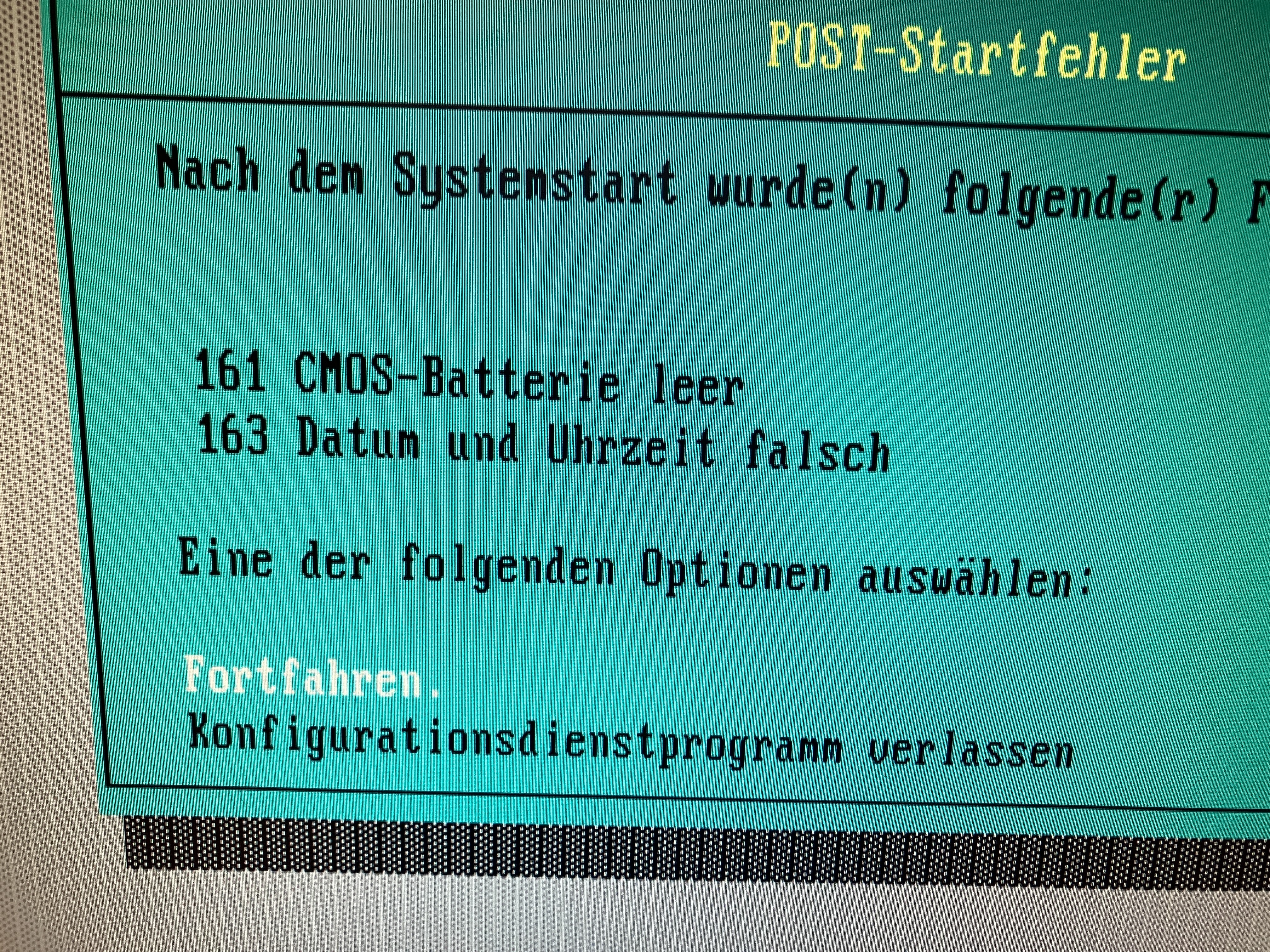 IBM 6898 Boot Screen mit Fehlermeldung