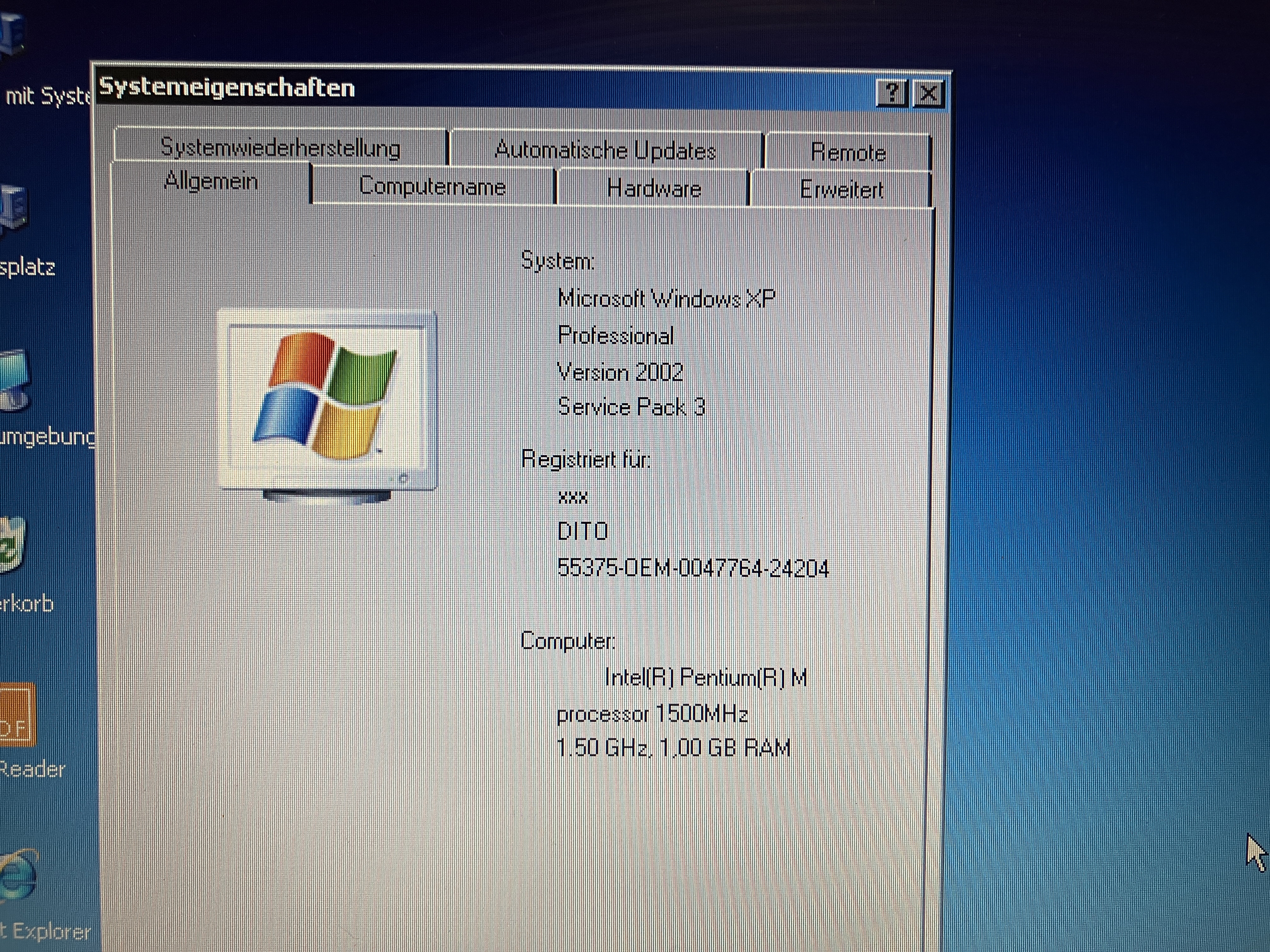 IBM T40 Eigenschaften der Festplatte